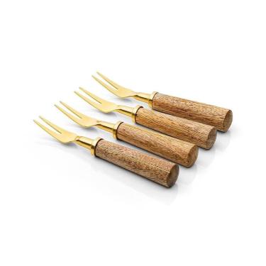 Imagem de Conjunto De Talheres Copa E Cia Para Aperitivo Finger Food 4 Peças Garbo Goldwood