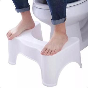 Imagem de Banquinho Auxiliar para Vaso Sanitário, Apoio de Pés Ergonômico e Antiderrapante, Melhora a Saúde Intestinal, Plástico Resistente, Bem-Estar no Banheiro, Banco de Privada para Posição de Cócoras