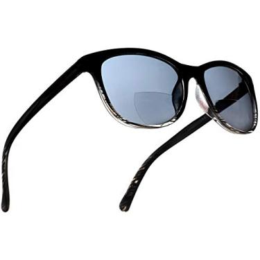 Imagem de SAMBA SHADES Óculos de sol bifocais de leitura modernos com armação preta e transparente, lente cinza, ampliação 1.0 para homens e mulheres