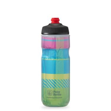 Imagem de Polar Bottle Garrafa de água isolada para bicicleta Breakaway – livre de BPA, garrafa de compressão para ciclismo e esportes (tartan) – iluminador verde/azul, 590 ml)