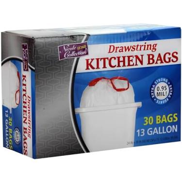 Imagem de Kingzak Saco de lixo branco alto com cordão para cozinha | 30 litros | Pacote com 30