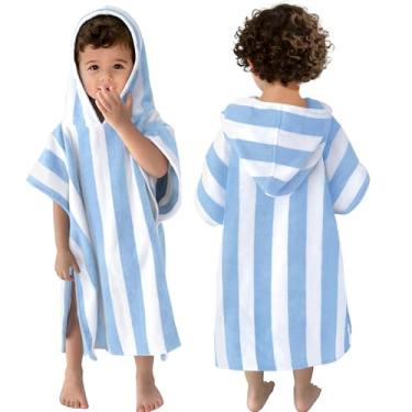 Imagem de Toalhas de poncho infantis com capuz, grandes (2 a 4 anos, 56 x 56 cm) feitas de 100% algodão macio, toalhas com capuz absorventes para meninos, perfeitas para piscina | natação | banho | praia