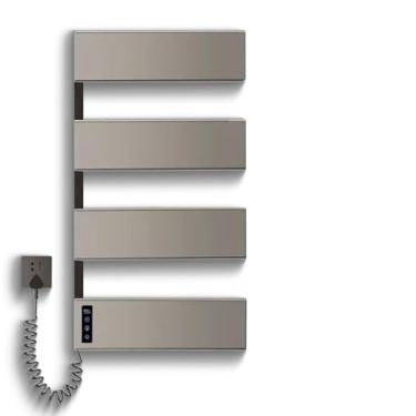 Imagem de Suporte Aquecedor de Toalhas Elétrico - Montado na Parede, Temperatura Ajustável, de Aço Inoxidável para Banheiro (Cinza Prateado, 220V)