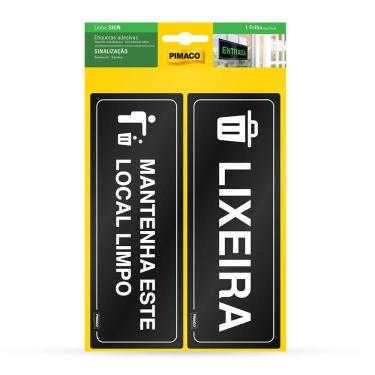 Imagem de Etiqueta sinalização Lixeira/Local Limpo 6,7x18,5cm - Pimaco