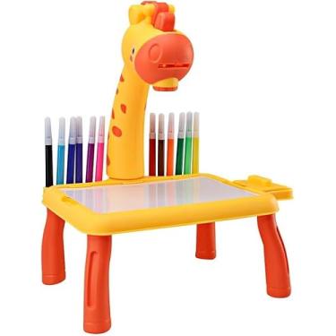 Imagem de Mesa Projetora Lousa Mágica De Desenhos Interativos Infantil Brinquedo Educativo Com Luz E Som (Amarelo)