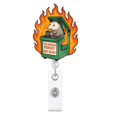 Imagem de Carretel de crachá de fogo engraçado Ogambá – Porta-cartão de identificação retrátil com design de humor negro para enfermeiras, escritório e equipe médica