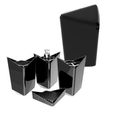 Imagem de Kit Banheiro 5 Peças Porta Escova Algodão Sabonete Líquido Barra Lixeira Preta - Prisma