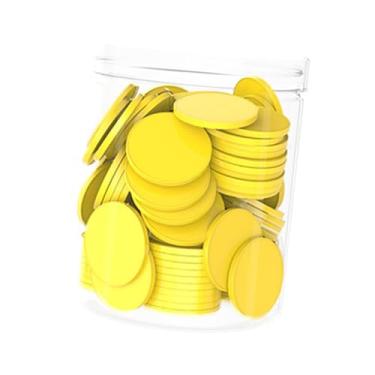 Imagem de MotiveTech 100 peças de discos de fichas de contagem de materiais manipulativos matemáticos de 1 polegada, acessórios versáteis e resistentes para atividades, Amarelo