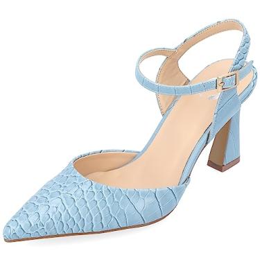 Imagem de Journee Collection Womens Nixey Croco Texture Buckle Pointed Toe Pumps Blue 7 Medium Womens US