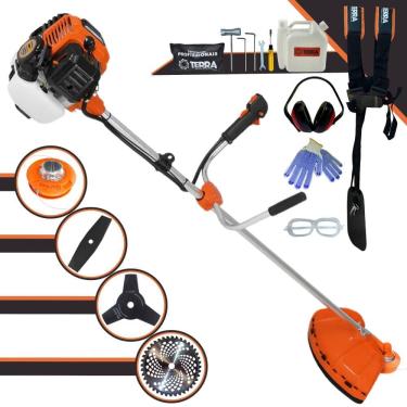 Imagem de Roçadeira Lateral Multifuncional Terra GR520XP À Gasolina Motor 2 Tempos 2,5HP 52cc 6.500rpm Kit Extra de Faca 3 Pontas e Faca 40 Dentes Vídea + EPI