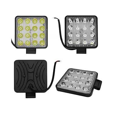 Imagem de Kit com 2 Faróis de Milha LED 48W 16 LEDs 6000K – Universal 12V/24V – Retangular Slim para Off-Road, Caminhões, Carros e Embarcações