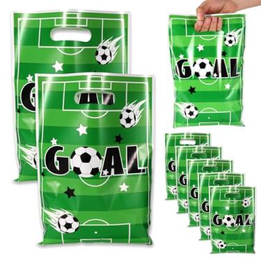 Imagem de 50pçs Sacolas de Presente de Futebol, Sacolas Plástico para Brindes Presente Futebol Lembrancinhas Festa com Alças para Crianças Adolescentes Jogos Eventos Esportivos (Competição)