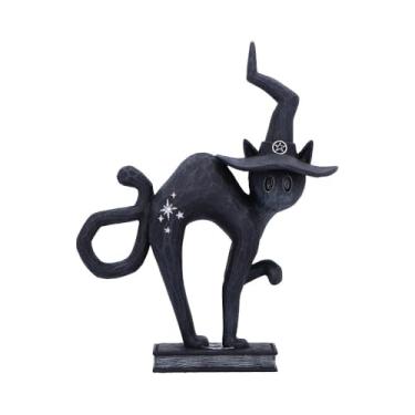 Imagem de Nemesis Now Hex - Finely Crafted Black Figurine for Halloween Decor Indoor, Gothic Cat atop Ancient Spell Book with Witch's Hat, Birthday Gifts for Mom & Fantasy Figurine Collectors, 15.2cm