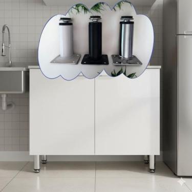 Imagem de Pé Para Móveis Tubular 10cm Regulável Cromado Preto Branco Ajustável C