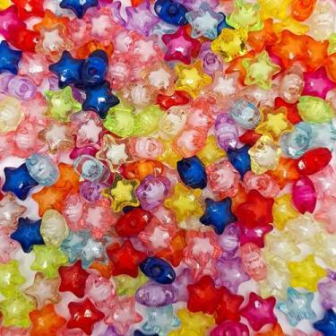 Imagem de Miçanga Passante Estrela  Acrílico Colorido Transparente com Miolo Bra