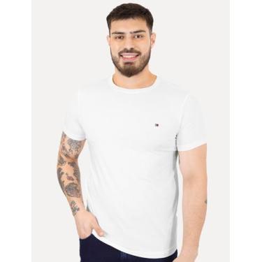 Imagem de Camiseta Tommy Hilfiger Masculina Slim Fit Essential Stretch Branca, M