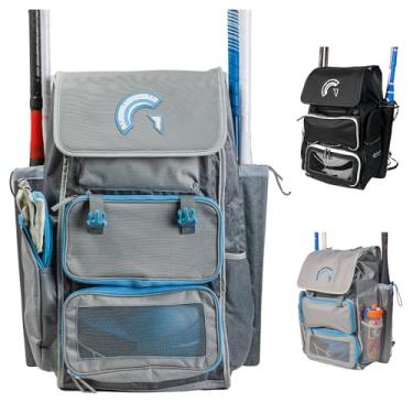 Imagem de Guardian Baseball Diamond Series Softball Bag for Women or Baseball Bag- Holds 4 Bats - Deluxe Size (Grey/Carolina Blue)