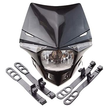 Imagem de GOOFIT H4 Universal 12V 35W Farol de Motocicleta Luz LED para Supermoto Motocross Yamaha Suzuki, Honda, Kawasaki, Bicycle Cafe Racer ATV Motocicleta Dirt Bike Preto