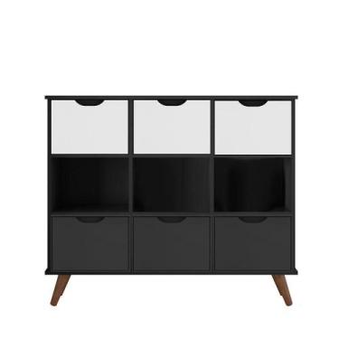Imagem de Nicho Organizador Retro Preto com 6 Gavetas Branco/Preto - Qmovi