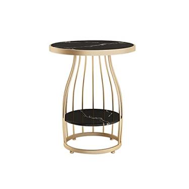 Imagem de Mesa de centro de design simples, mesa de centro nórdica criativa de mármore para sala de estar, sofá, mesa de cabeceira, moderna e minimalista, mesa de centro de ferro forjado, mesa lateral
