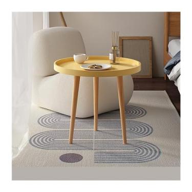 Imagem de Mesa de centro pequena mesa redonda moderna minimalista sala de estar varanda quarto simples montagem pequena mesa de centro mesa lateral mesa de canto (cor: 50 cm amarelo)