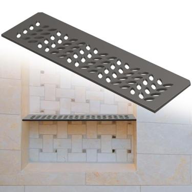 Imagem de Teenyyou 1 peça de prateleira retangular de nicho de chuveiro de alumínio bronze 5/32"/4 mm de espessura, design de pétala, acabamento de bronze fosco para nichos pré-fabricados de 30,5 cm, serve para