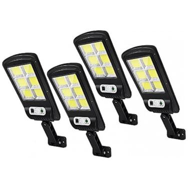 Imagem de Luminária Solar Externa 120 LED com 3 Modos e Controle Remoto, 4 Unidades, WEGITCS, Preto