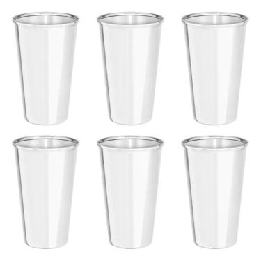Imagem de Kit 6 Copos Aço Inox Agua Suco Resistente 200Ml Inquebrável