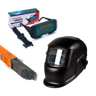 Imagem de Kit Máscara Solda Automática Regulagens Internas DIN 9-13 + Óculos Sol