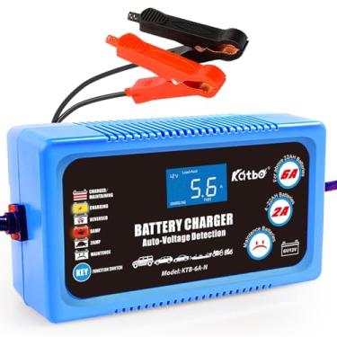 Imagem de KATBO Carregador De Bateria 12V 6V 6A Com Detecção Automática Voltagem, Mantenedor Flutuação Chumbo-Ácido Visor Lcd Para Baterias Carro Chumbo-Ácido, Padrão, Gel, Sla, Agm