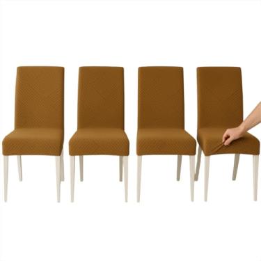 Imagem de Capas Cadeiras 4 Lugares Mesa Jantar Tecido Protege Assento Marrom