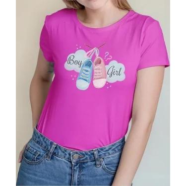 Imagem de Camiseta Camisa Algodão Feminina Masculina Adulto Chá Revelação Boy ou