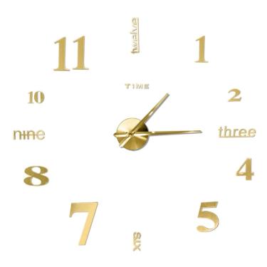 Imagem de Relógio de decoração de parede 3D dourado de 120 cm de diâmetro