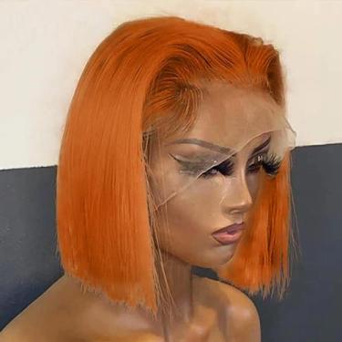 Imagem de Peruca Thusiae Ginger Bob, 25% de densidade, 10", cabelo humano laranj