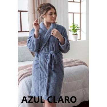 Imagem de Roupão de microfibra adulto luxo - MORADA DOS ENXOVAIS, Azul claro