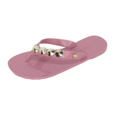 Imagem de Sandália Rasteira Chinelo Adulto Round Spikes - Miss Miss, Rosê, 36