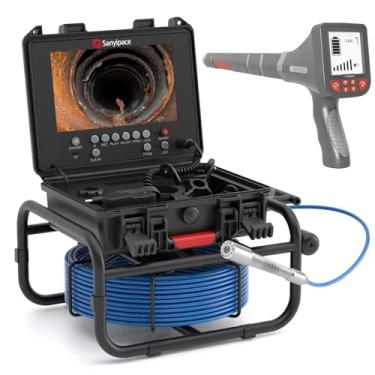 Imagem de Sanyipace Câmera De Encanamento Com Localizador, Esgoto 512 Hz Autonivelamento, Drenagem 23 Mm/0,9 Pol. Contador Distância, Zoom 5X, Inspeção À Prova D'Água 12 Luzes Pcs, 66 Pés/20 M