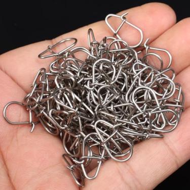 Imagem de 100 peças de pressão de pesca de aço inoxidável - acessórios de clipe de pressão com gancho para barril giratório isca anzol, ferramenta de pesca, 1,7 cm