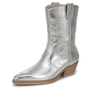 Imagem de Franco Sarto Bota feminina Bianca até o meio da panturrilha, Prata metálica, 34