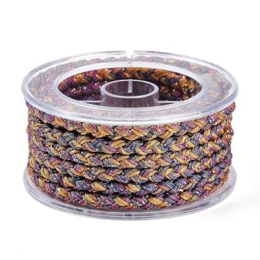 Imagem de 1 rolo de fio de nylon trançado de 12 camadas 5 mm material de fio de nylon redondo colorido cordão trançado para colar faça você mesmo, pulseira, joias, artesanato feito à mão, 2,19 a 3,28 m (2 a 3 m