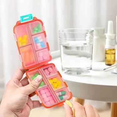 Imagem de Caixa de comprimidos portátil com 10 compartimentos, caixa de armazenamento de pílulas, recipiente diário para viagem, dobrável, pequena caixa de remédios para bolsa, vitamina óleo de peixe