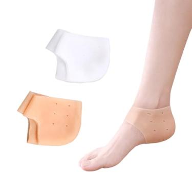 Imagem de 2 pares de protetores de calcanhar de gel de silicone macio para alívio da dor no calcanhar