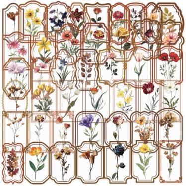 Imagem de 50 peças adesivos coloridos de plantas retrô tendência desenho animado flor decalques DIY decoração skate laptop telefone graffiti brinquedos