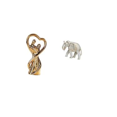 Imagem de Fenteer Estatueta de Casal, Estátua, Lembranças, Escultura, Ornamento para Aniversário, Família, Animal Rústico, Esculpido à Mão, Figura de Elefante de Madeir