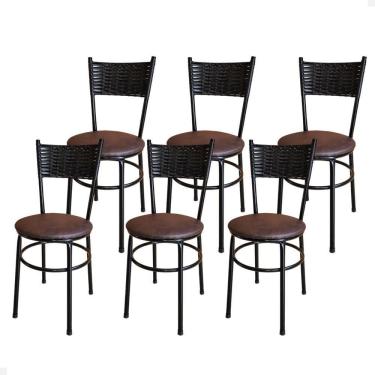 Imagem de Conjunto 6 Cadeiras Pretas Para Cozinha Viena Cor:marrom