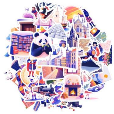 Imagem de 70 peças Escócia Natureza Cultura Arquitetura Animais Adesivos Cênicos Materiais Escolares para DIY Telefone Laptop Scrapbook Bicicleta Caderno Bagagem Copo Celular