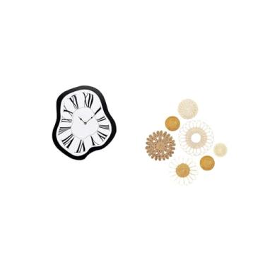 Imagem de Fenteer Relógio de Parede de Luxo em Acrílico com Efeito Derretido E Arte de Parede em Rattan Trançado. Relógio de Parede Criativo E Distorcido, Orn