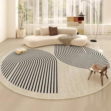 Imagem de Linha minimalista para decoração de sala de estar, tapete redondo, macio e fofo para quarto, tapete de pelúcia grosso para estudo em casa (200x200 cm/m)