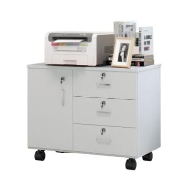 Imagem de Armário de Arquivos Armário de armazenamento multi-gaveta arquivo grande capacidade escritório dados móvel mais amplo(Branco)