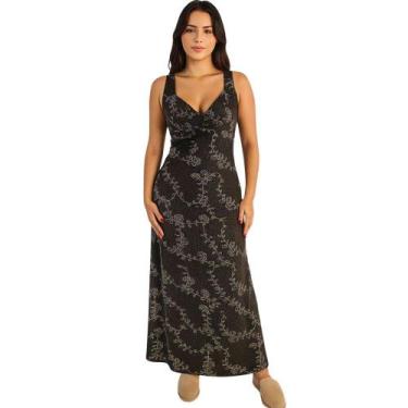 Imagem de Camisola Longa Regata Floral Sepie 4098, Preto, G